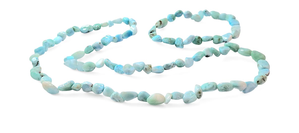Larimar sada náhrdelník + náramek nepravidelný
